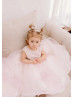 Beaded Pearl Tulle Tea Length Lovely Flower Girl Dress